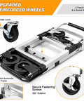 3 In 1 Convertible Hand Truck Folding Aluminum Dolly Cart With 2 Straps, Easy Setup And Smooth Transition Between Modes, Lightweight Yet Built Tough For Moving Boxes, Appliances, And Heavy Loads At Home, Workshop, Or Garage. Reinforced wheels and brake lever.