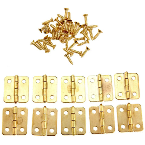 10 Pack Gold Kitchen Cabinet Door Hinges 4 Holes Drawer Hinges for Jewelry Boxes Furniture Fittings 18x16mm Durable Metal Mounting Hardware