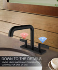 Two Handle Centerset Bathroom Faucet Designed For Matte Black Vanity Deck Mount Sink With Pop Up Drain And Included Supply Lines