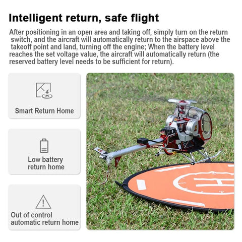 Ultra Realistic All Metal RC Helicopter With GPS And 2.4G Control 3 Blade 12CH Flybarless System on grass landing pad