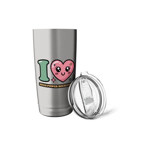 High Power Rocketry Stainless Steel Insulated Tumbler With Dual Wall Vacuum Keeps Drinks Hot Or Cold, Leak Proof Lid with heart design