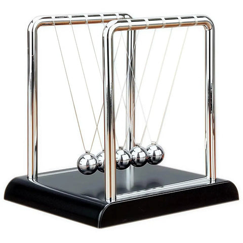 Cradle Balance Pendulum Balls Set With Black Base, Kinetic Fidget Desk Toy for stress relief, 5 metal balls on nylon hangers