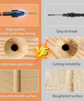 Comparison of Premium Dope Wood Countersink Drill Bit Set With Titanium Coated HSS vs standard bit showing durability and finish quality