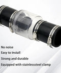 2 Inch Sump Pump Check Valve With Spring Loaded Flapper Full Flow Non Clog Design DIY Friendly Steel Clamps Visible
