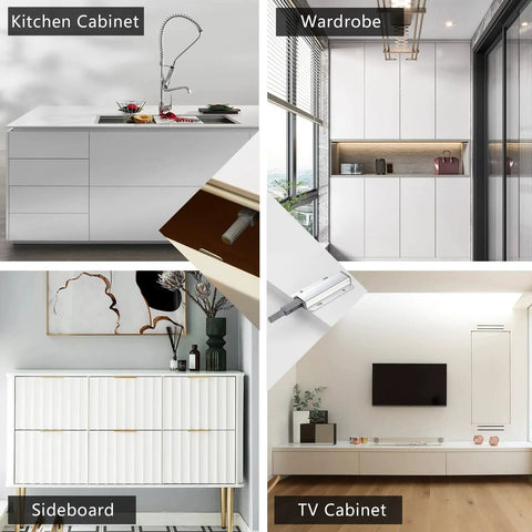 Premium Push To Open Magnetic Latch, Rock Solid Adhesive Cabinet Door Catch, Zero Headache Touch Release Hardware For Kitchen Drawers, No Sweat Seamless Look, Game Changing 10 Pack on modern cabinets.