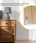 Flat L Bracket 80mm By 80mm Right Angle Mounts Premium Stainless Steel Pack Of 15 installed on wood cabinet joint