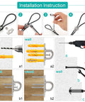 Installation steps showing Sun Shade Sail Hardware Kit With 4 Pack 10ft Extension Nylon Wire Rope And 304 Stainless Steel Fittings