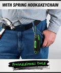 Person using Folding Allen Wrench Set 25 Piece With Metric SAE And Torx Hex Keys clipped to belt for easy access.