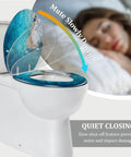 Toilet Seat Cover Elongated Quiet Close for Bathroom with ocean design, features slow close hinge, fits standard toilets.
