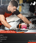 Technician installing Dead Simple Engine Water Pump Fits Hyundai Elantra Ioniq Kia Niro 1.6L Engines in a vehicle's engine bay.