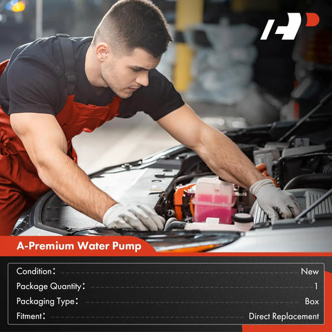 Technician installing Dead Simple Engine Water Pump Fits Hyundai Elantra Ioniq Kia Niro 1.6L Engines in a vehicle's engine bay.