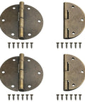 Top Tier Antique Brass Small Hinges For Furniture And DIY Projects Includes Twenty Four Mounting Screws Rust Resistant vintage metal hardware.