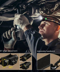 Man using Rechargeable LED Headlamp With 90 CRI White Light And 660nm Deep Red Light For Night Vision, USB C Charging, outdoors