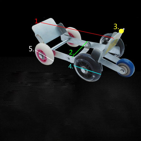 Heavy Duty Flat Tire Trolly Cart With 5 Smooth Rolling Wheels, steel build, showing detailed wheel and frame features.