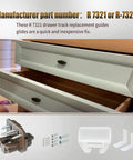 Kickstart Your Furniture Flip With This Solid 7 Pack R7321 Drawer Track Guide Kit Compatible With Kenlins Rite Trak One Systems showing drawer glides and hardware.