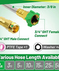 2 Ft Stainless Steel Garden Hose With Male To Female Connector For Reels And Reel Attachments, Leakproof Leader Hose