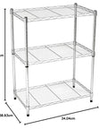 Beefy Heavy Duty Steel Wire Shelving Rack With Chrome Finish 3 Shelf Adjustable Storage System No Tool Assembly 23.2x13.4x30in