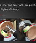 Handheld Wood Turning Lathe Sander With Rotating Spindle Head And 1.5 Inch 2.2 Inch Sanding Discs polishing inner and outer walls.