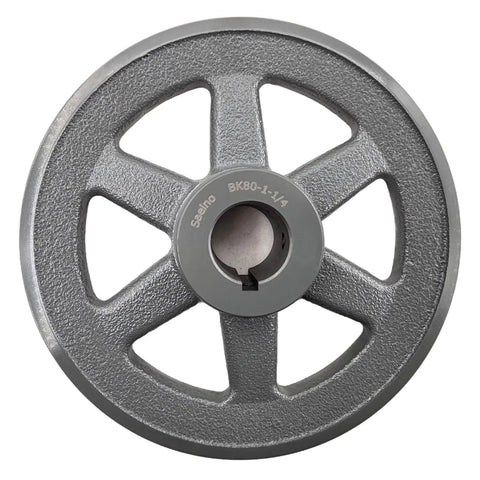 Heavy Duty Cast Iron V Belt Pulley For Electric Motors One And A Quarter Inch Bore Seven Point Seven Five Inch Outer Diameter One Groove Fits A AX B BX 4L 5L V Belts With Standard Keyseat.