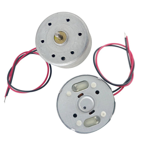 Top view of 3 Piece 5V DC Motors With 6000 RPM Mini Electric Motors With 10cm Wire Leads for DIY robotics, showing wire leads