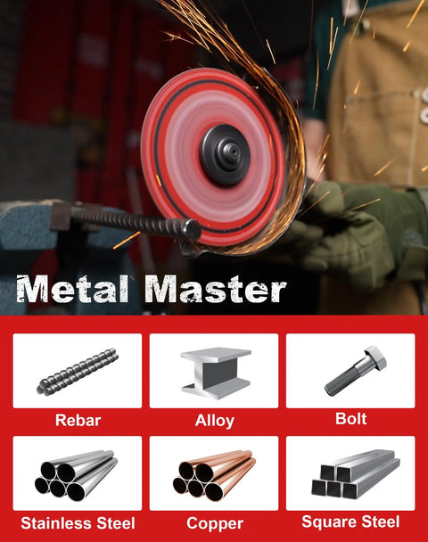 Diamond Cutting Wheel For Metal 4.5 Inch Diameter Workhorse Seven Eighths Inch Arbor Cut Off Wheel With 5000 Plus Cuts On Rebar Steel Iron