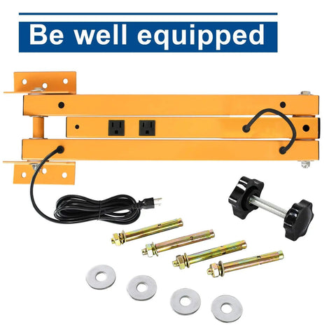 LED Loading Dock Light With 40 Inch Swing Arm Heavy Duty Workhorse Dock Lighting components and mounting hardware.