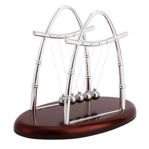 Newton Cradle Desk Toy With Classic Pendulums And Gentle Clinking A Cool Educational Physics Demonstration for decor and stress relief.
