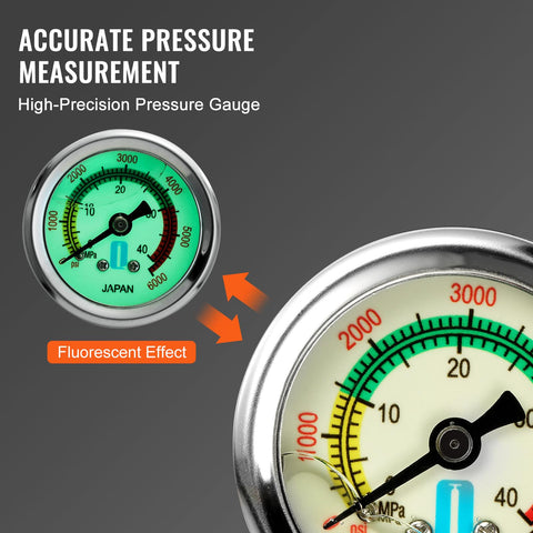 Pressure gauge on Three Stage High Pressure Hand Pump For PCP Air Guns Stirrup Pump Filling Tool Up To 30 MPa
