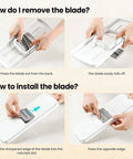Vegetable chopper mandoline slicer 8-in-1 with container, white plastic, blade installation and removal steps