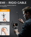 Dual Lens 360 Degree Borescope With Light, 5 Inch HD Monitor, 4 Way Joystick Inspection Camera, Pro Grade Slim 0.25 Inch Probe, 5 Ft SemiRigid Industrial Endoscope For Automotive Maintenance And Mechanical Diagnostics, semi-rigid cable