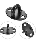 Hook Lock Snap Latch for Gate Cabin Revolving Door Window 201 with Screws, black metal, oval shape with screw holes.