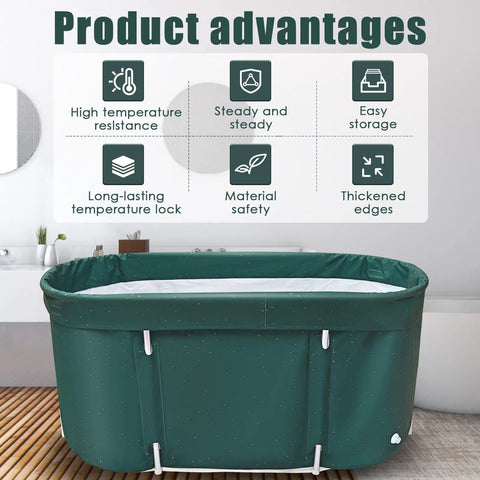Portable Foldable Bath Tub For Adults With Thick Insulation Foam Keeps Water Warm Oval Bath Tub For Showers Space Saving