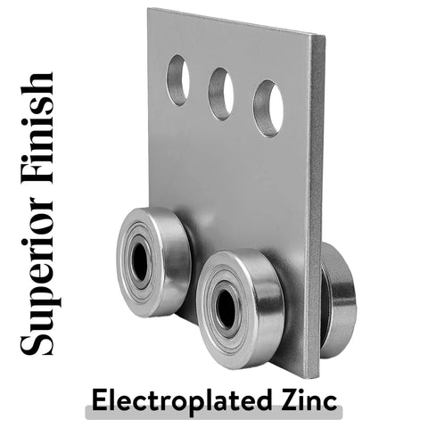 Heavy Duty 4 Bearing Trolley Assembly For 1-5/8 Inch Strut Channel Electro Galvanized Zinc Finish Built Tough 600 Lb Capacity