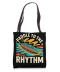 Dragon Boat Racing Tote Bag For Paddlers And Dragonboating Fans Ready For Race Day Gear And Dragon Boat Festival Vibes Perfect For Men And Women Paddlers Carry Your Paddle Towels Water Bottle And Gear In One Durable Bag showing a paddle to the rhythm design.
