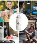Collage featuring Insulated Stainless Steel Water Bottle 1300ml Leakproof Travel Cup That Keeps Drinks Hot Or Cold For All Day Hydration