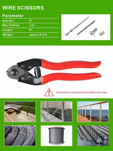 Heavy Duty Hydraulic Wire Rope Crimping Tool for Stainless Steel Cable 1/8 In and 3/16 In 8 Ton Hand Crimper With Swaging Tool