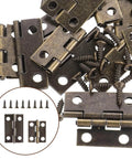 Small Stainless Steel Hinges Set For Cabinets And Wooden Boxes 30 Pcs Retro Decorative Folding Butt Hinges With 180 Degree Rotation And Screws