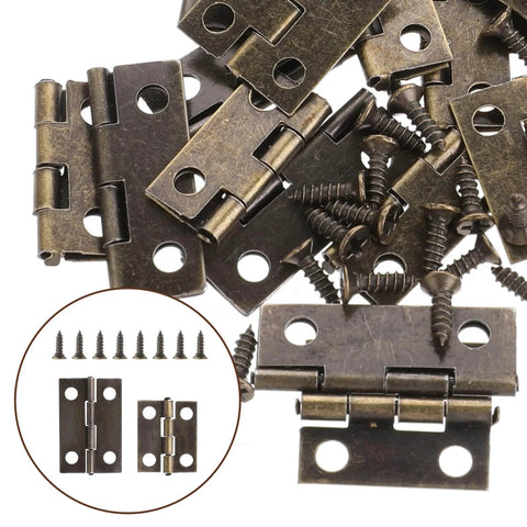 Small Stainless Steel Hinges Set For Cabinets And Wooden Boxes 30 Pcs Retro Decorative Folding Butt Hinges With 180 Degree Rotation And Screws