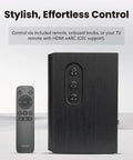 Dope 2.1 Bluetooth Speaker System With Wireless 8 Inch Subwoofer 150W Tri Amp Hi Res Audio control panel and remote