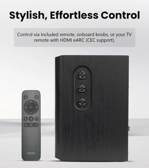 Dope 2.1 Bluetooth Speaker System With Wireless 8 Inch Subwoofer 150W Tri Amp Hi Res Audio control panel and remote
