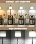 Rustic End Table Lamp With USB Charging Port And Power Outlet, 3 Tier Storage Shelves, And A Built In Reading Light, color temperature shown