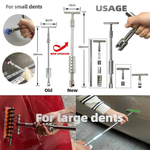 Paintless Car Dent Repair Tools Kit With Large Slide Puller And Dent Rods Crowbar For Easy Ding Fix Auto Body Dent Lifter