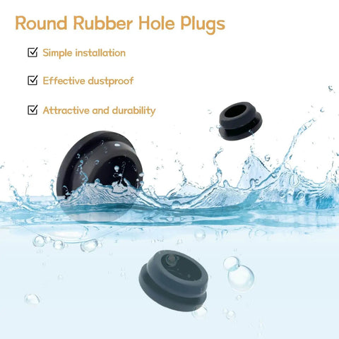 62 Piece Silicone Hole Plug Set For Furniture Round Holes In Six Sizes 1 Inch Three Quarter Inch One Half Inch Three Eighth Inch One Quarter Inch With Black Rubber Plugs And Convenient Storage Box