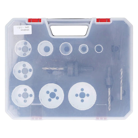 Top Tier 15 Piece Hole Saw Kit With Twist Drills For Wood And Metal High Speed Steel Cutting Tools Hex Wrenches Plus Guide And Storage Box clear case