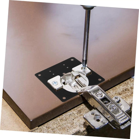 Close-up of Six Pack Cupboard Hinge Repair Plates Kit For Quick Install Quiet Kitchen Cabinet Door Fix Secure And Stylish Cabinetry Hardware