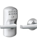 Plymouth Keypad Lock With Lever Handle Electronic Keyless Door Entry Auto Lock Enabled Satin Chrome Illuminated Keypad