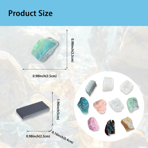 Mohs Hardness Test Kit With Ten Mineral Specimens And Two Unglazed Porcelain Streak Plates, Nail, Copper Tool And Hand Lens For Easy Geology And Earth Science Rock Identification And Study, size chart
