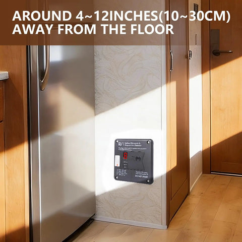 Built Like A Tank Double Sensor CO And LP Gas Detector Hardwired 12V DC digital display mounted near kitchen floor.