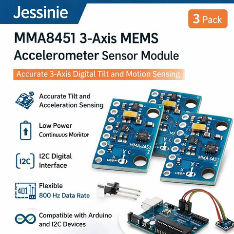 3 Pack MMA8451 3 Axis MEMS Accelerometer Sensor Module With I2C Interface 1.95 To 3.6V Range High Resolution Tilt And Orientation Sensing For Embedded Projects And Hobbyist Robotics, blue boards