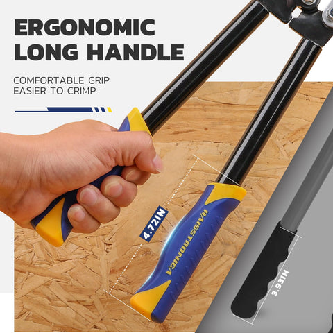 Pro Grade Heavy Duty Battery Cable Crimping Tool Kit With Ratchet Hex Extended Handle for comfortable grip